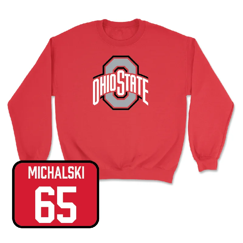 Long Sleeve For School Events-Red Football Team Crew - Zenuae Michalski