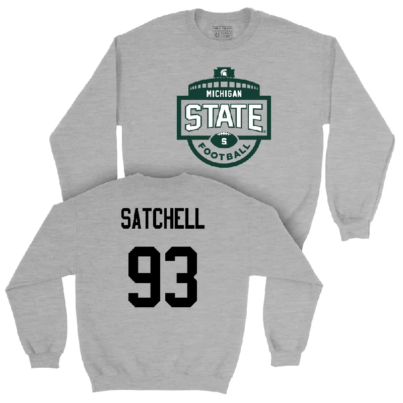 Long Sleeve For Fun Gatherings-Sport Grey Football Stadium Crewneck  - Jalen Satchell