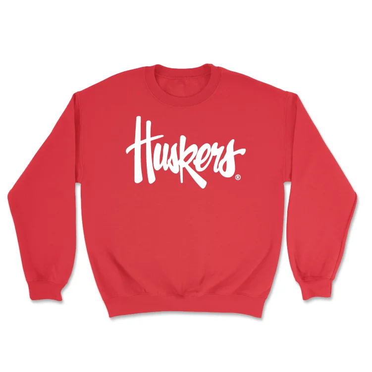 Long Sleeve With Sporty Design-Red Football Huskers Crew - Gage Stenger