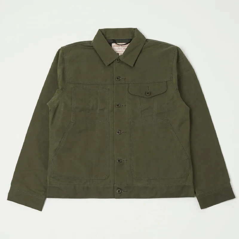 Jackets For Hiking-Filson Tin Cloth Short Lined Cruiser Jacket - Military Green