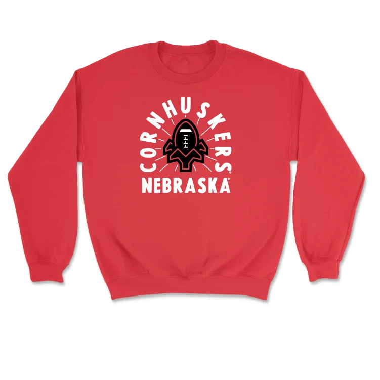 Long Sleeve For Outdoor Work-Red Football Cornhuskers Crew - Noah Bustard