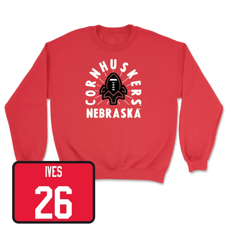 Long Sleeve For Custom Apparel-Red Football Cornhuskers Crew - Kwinten Ives