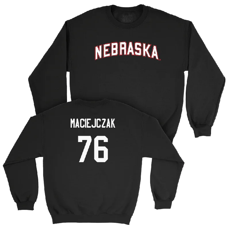 Long Sleeve With Inspirational Quotes-Football Black Nebraska Crew - Jason Maciejczak