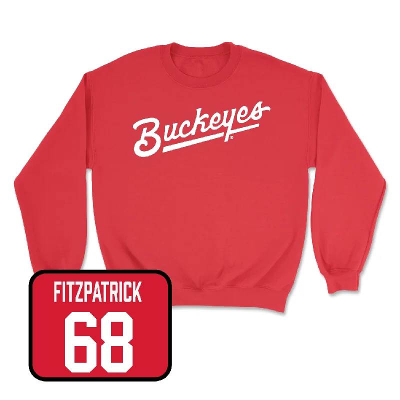 Long Sleeve For Gifts And Souvenirs-Red Football Script Crew - Donovan Jackson