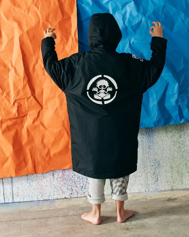 Jackets For Rainy Days-Recycled Kids Changing Robe - Black/Red