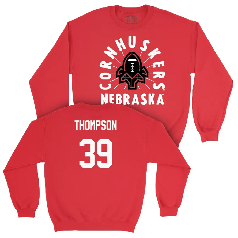 Long Sleeve For Daily Wear-Red Football Cornhuskers Crew - Taveon Thompson