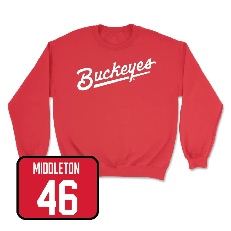 Long Sleeve For Promotional Use-Red Football Script Crew - Jace Middleton