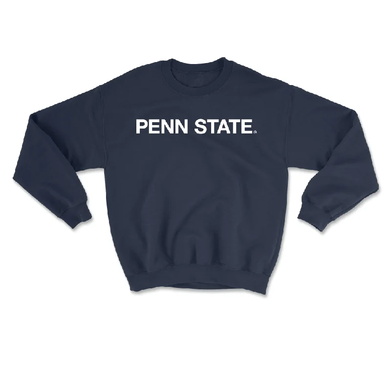 Long Sleeve With Custom Tag-Navy Football Penn State Crew - Coziah Izzard