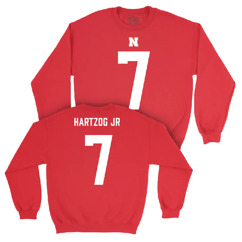 Long Sleeve For Family-Nebraska Football Red Shirsey Crew - Malcolm Hartzog | #7