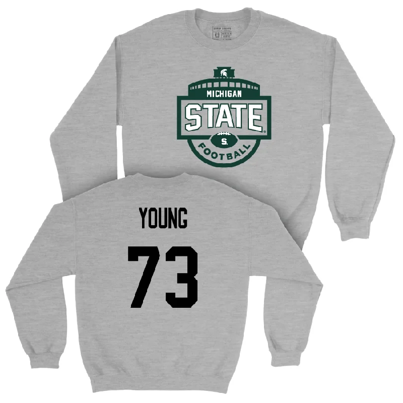 Long Sleeve With Classic Cut-Sport Grey Football Stadium Crewneck  - Rustin Young