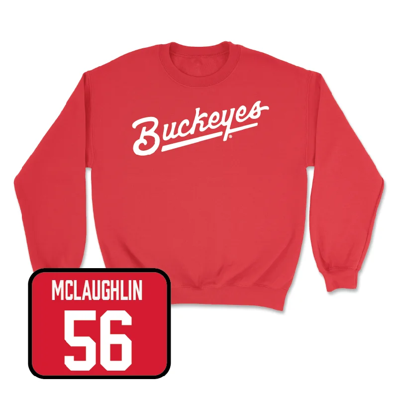 Long Sleeve For Beach Days-Red Football Script Crew  - Seth McLaughlin