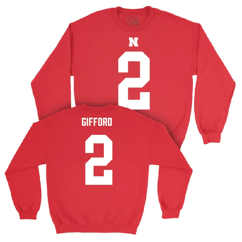 Long Sleeve With Custom Embroidery-Nebraska Football Red Shirsey Crew - Isaac Gifford | #2