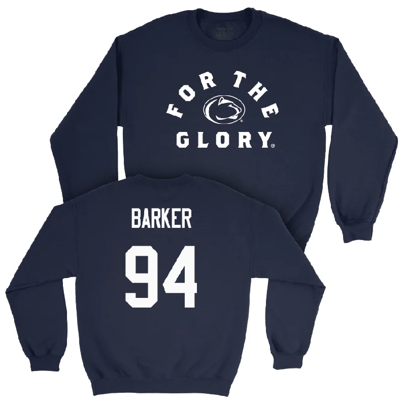 Long Sleeve With Funny Print-Navy Football For The Glory Crew   - Ryan Barker