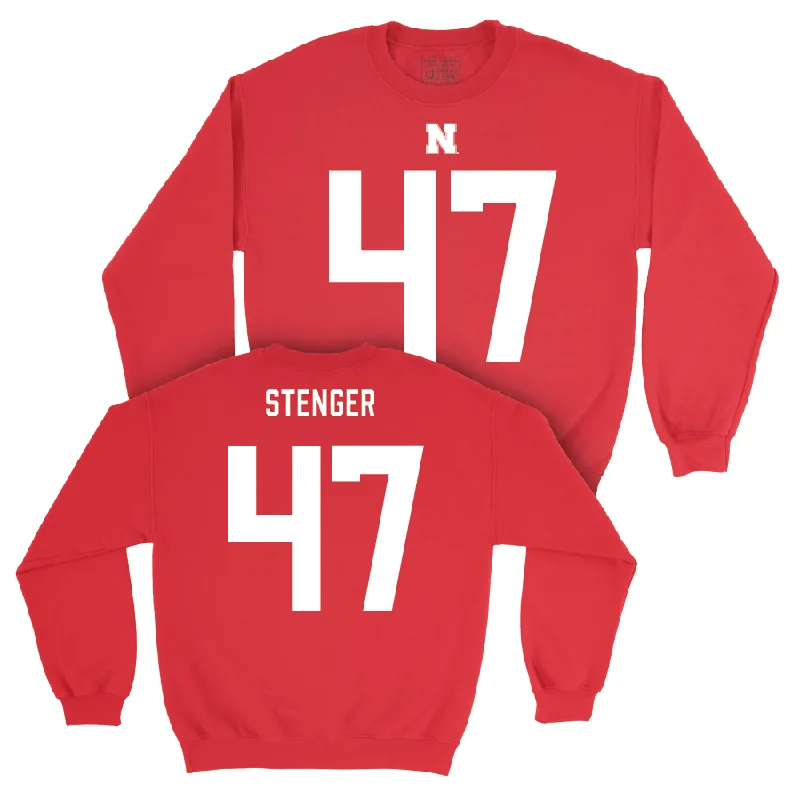 Long Sleeve For Music Festivals-Nebraska Football Red Shirsey Crew - Gage Stenger | #47