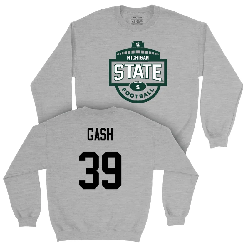 Long Sleeve For Kids-Sport Grey Football Stadium Crewneck  - Caleb Gash