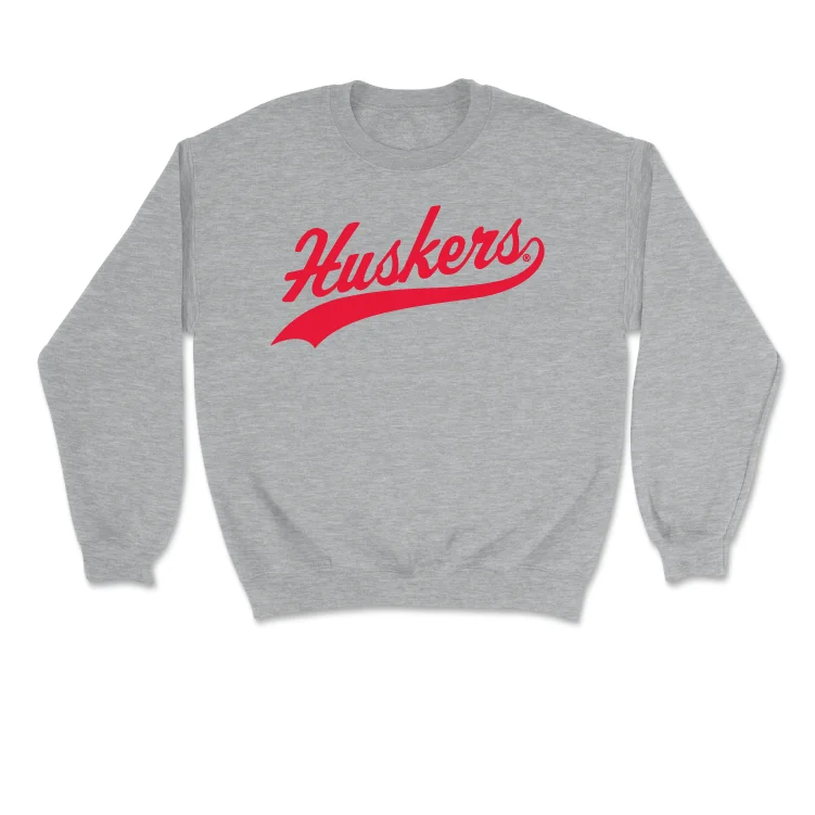 Long Sleeve For Spring Style-Sport Grey Football Script Crew - Nash Hutmacher