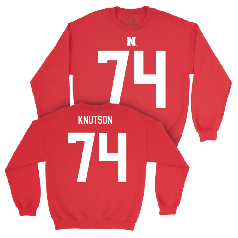 Long Sleeve For Team Support-Nebraska Football Red Shirsey Crew - Brock Knutson | #74