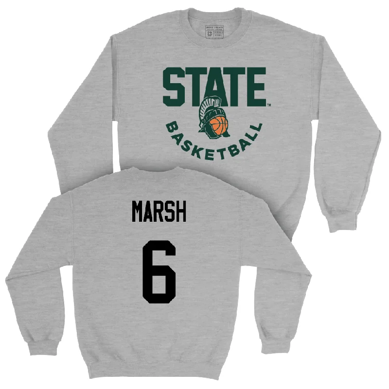 Long Sleeve For Fall-Sport Grey Football Stadium Crewneck  - Nick Marsh