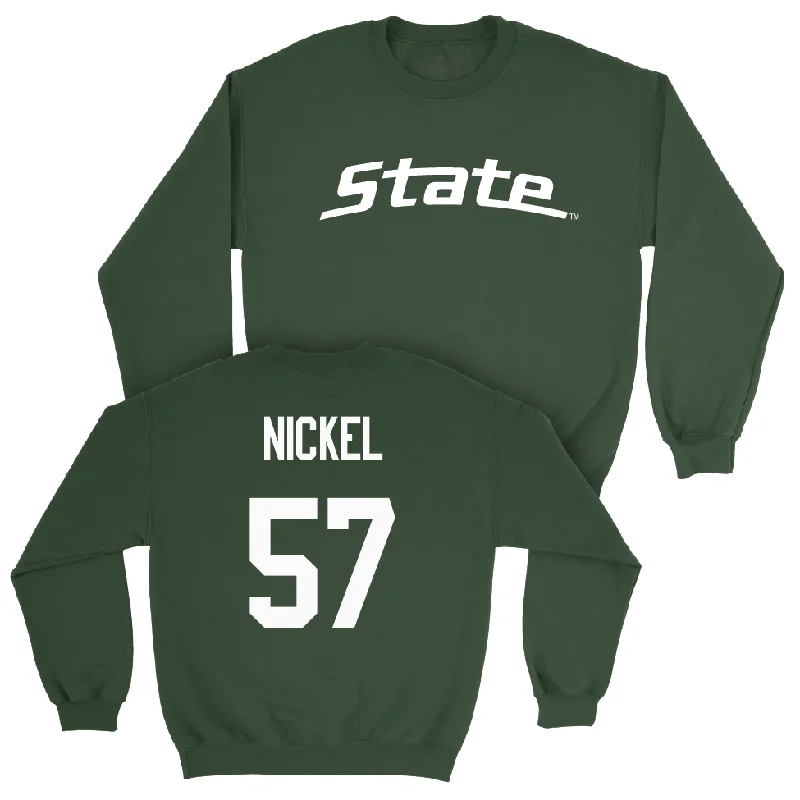 Long Sleeve With Custom Embroidery-Green Football State Crew  - Mason Nickel