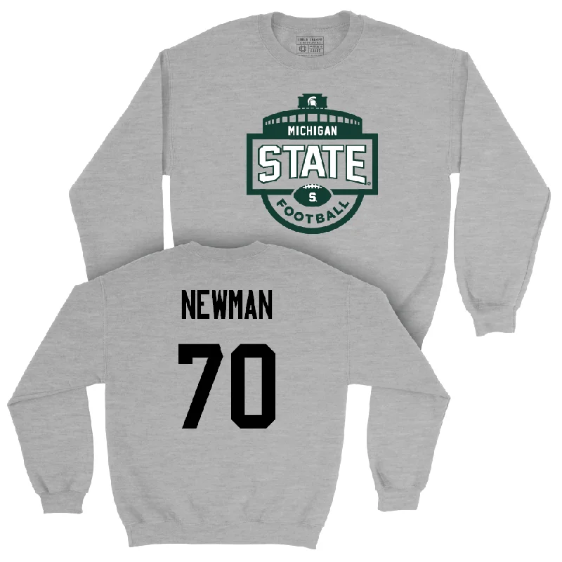 Long Sleeve For Trendy Outfits-Sport Grey Football Stadium Crewneck  - Luke Newman