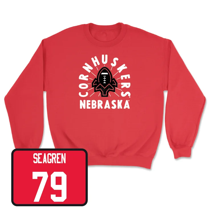 Long Sleeve For Fun Gatherings-Red Football Cornhuskers Crew - Grant Seagren