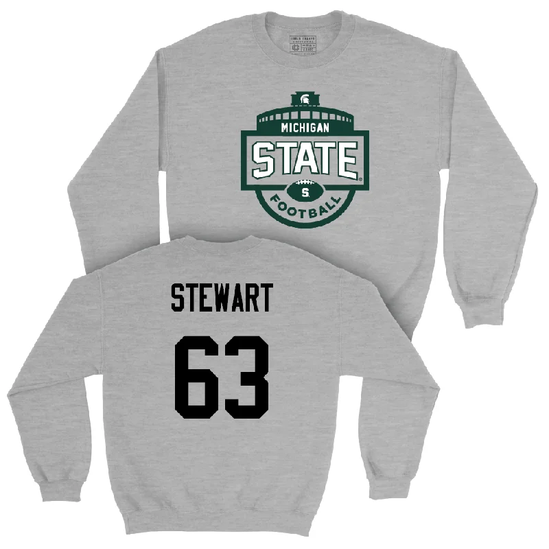 Long Sleeve With Artistic Prints-Sport Grey Football Stadium Crewneck  - Payton Stewart