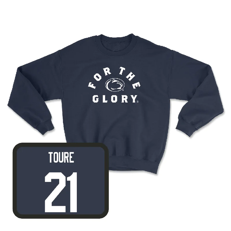 Long Sleeve With Vintage Style-Navy Football For The Glory Crew  - Vaboue Toure