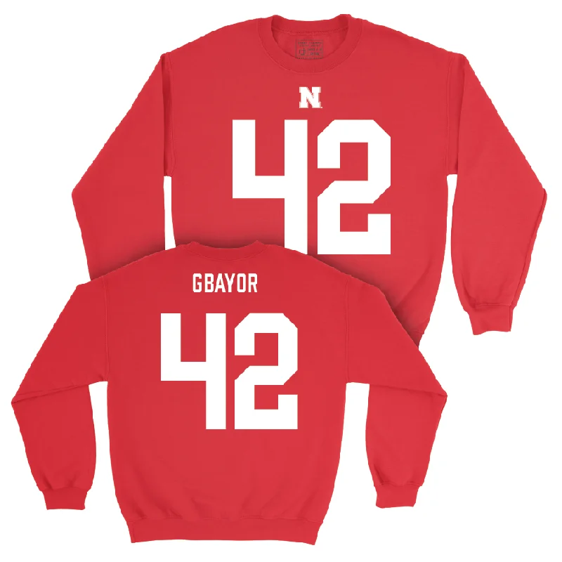 Long Sleeve For Warm Weather-Nebraska Football Red Shirsey Crew - Mikai Gbayor | #42