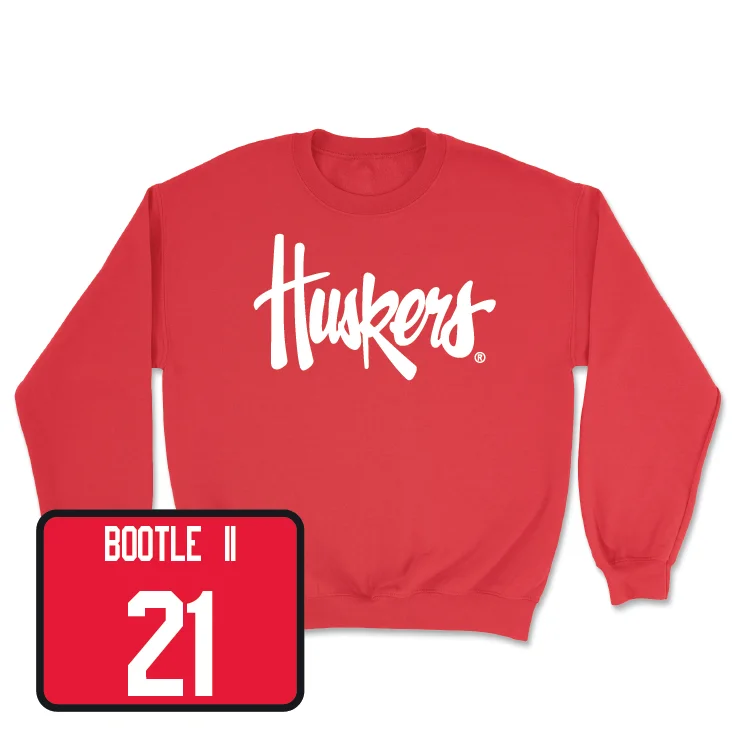 Long Sleeve With Customized Text-Red Football Huskers Crew - Dwight Bootle II