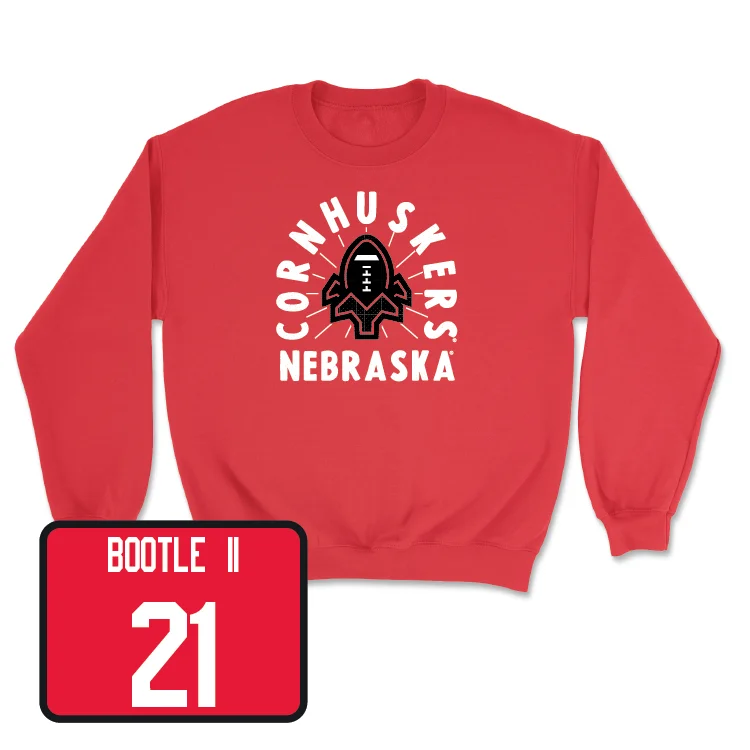 Long Sleeve With Bold Patterns-Red Football Cornhuskers Crew - Dwight Bootle II