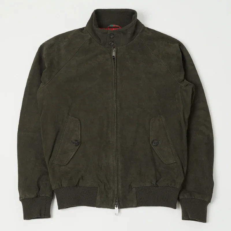 Motorcycle Jackets-Baracuta G9 Suede Harrington Jacket - Green