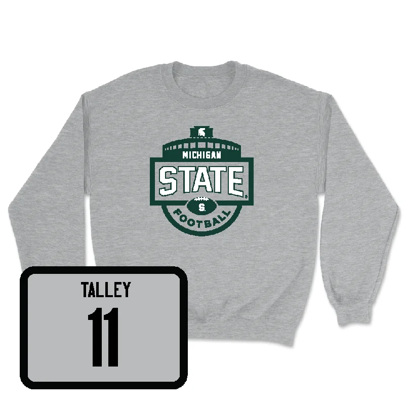 Long Sleeve With Modern Design-Sport Grey Football Stadium Crewneck - Ken Talley