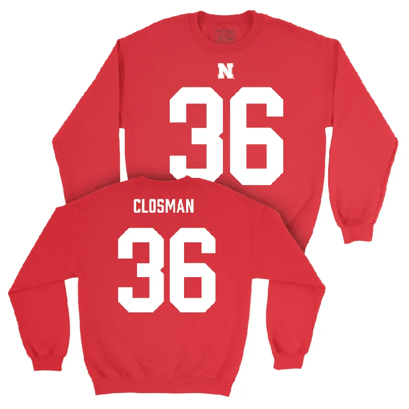 Long Sleeve With Classic Cut-Nebraska Football Red Shirsey Crew - Blake Closman | #36