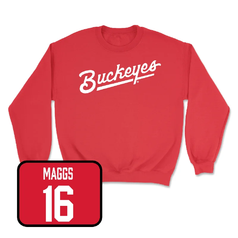 Long Sleeve With Seasonal Design-Red Football Script Crew - Mason Maggs