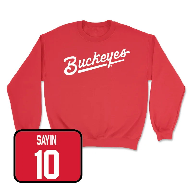 Long Sleeve For Trendy Outfits-Red Football Script Crew  - Julian Sayin