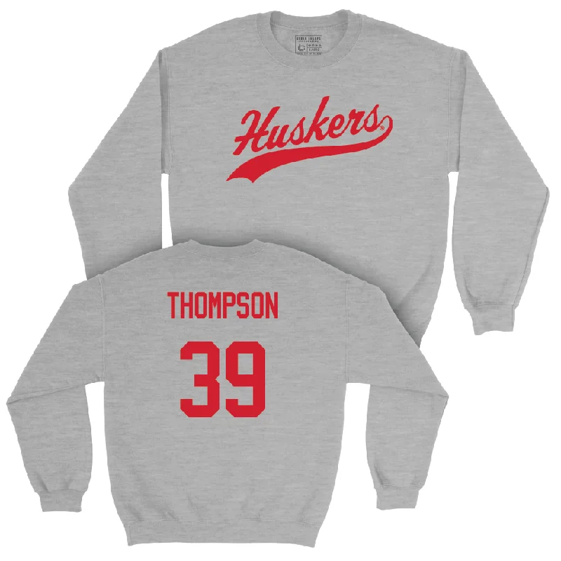 Long Sleeve For Outdoor Events-Sport Grey Football Script Crew - Taveon Thompson