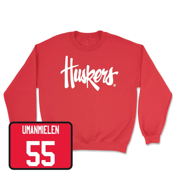 Youth Long Sleeve-Red Football Huskers Crew - Princewill Umanmielen