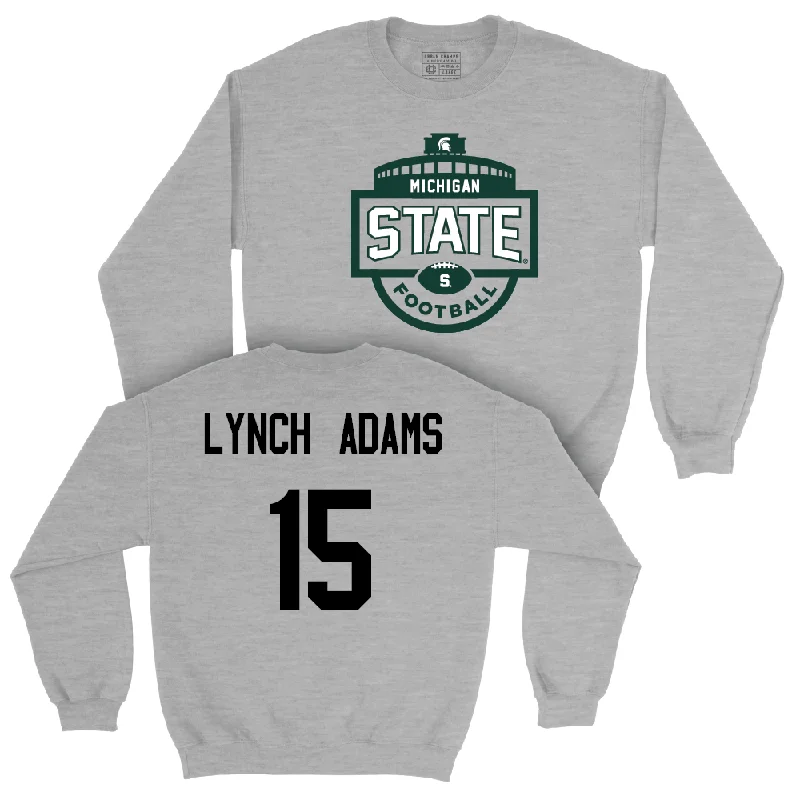 Long Sleeve With Bold Patterns-Sport Grey Football Stadium Crewneck  - Kay’Ron Lynch Adams