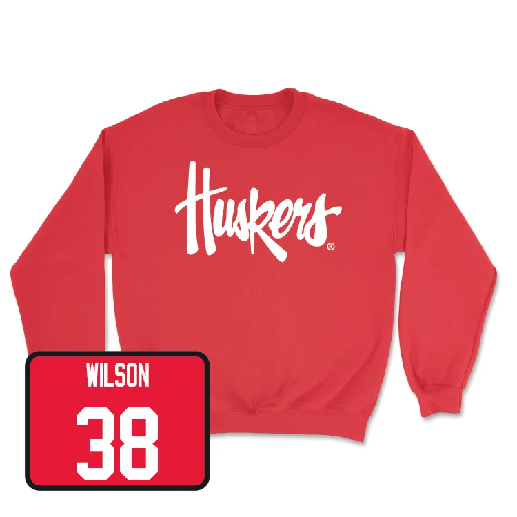 Long Sleeve For Custom Team Merchandise-Red Football Huskers Crew - Cooper Wilson