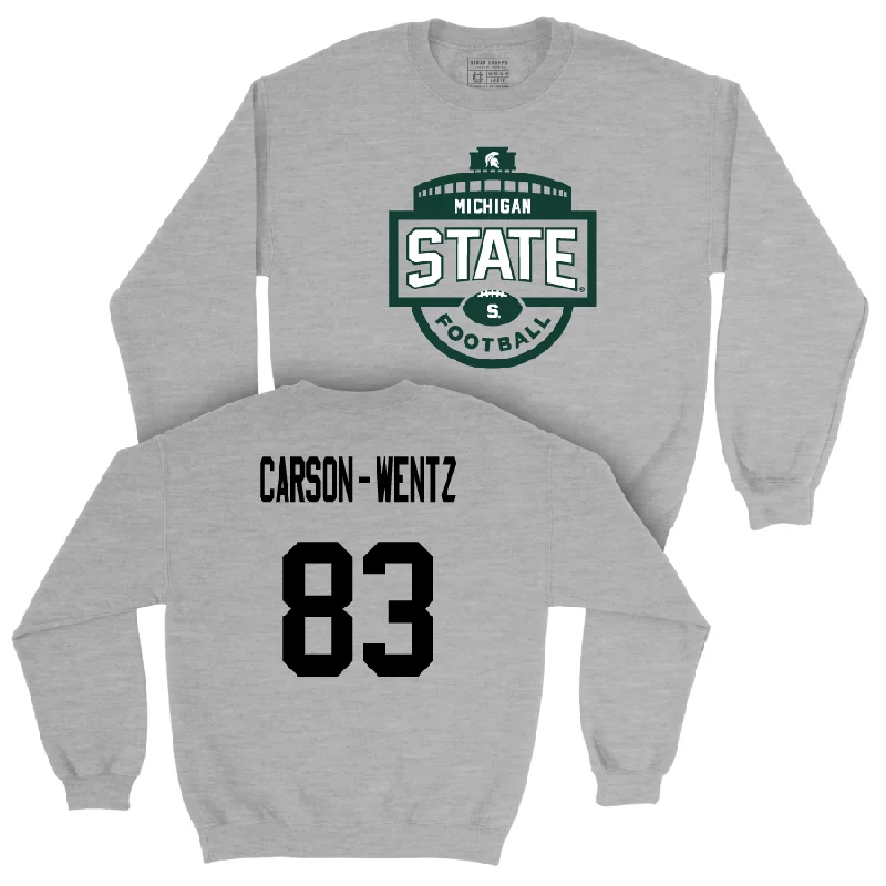 Long Sleeve For Team Support-Sport Grey Football Stadium Crewneck  - Jack Carson-Wentz