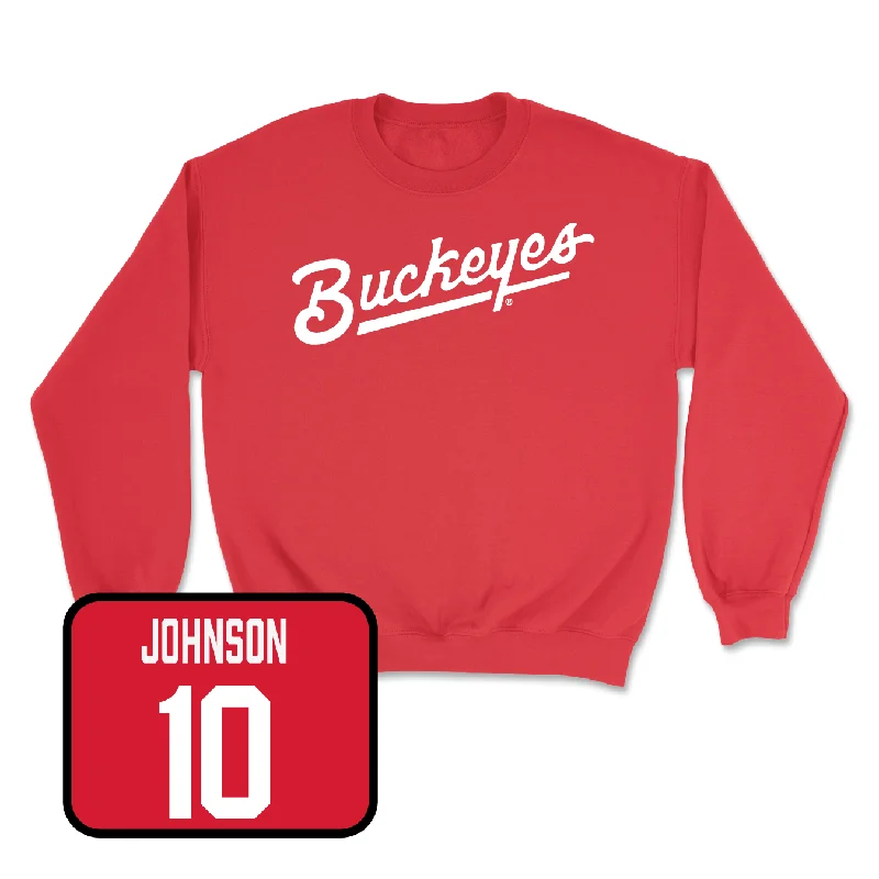 Long Sleeve For Spring-Red Football Script Crew - Xavier Johnson