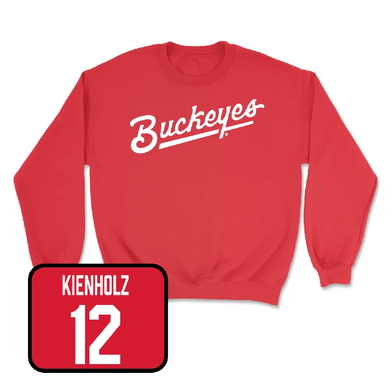 Long Sleeve For Winter Wear-Red Football Script Crew - Mitchell Melton