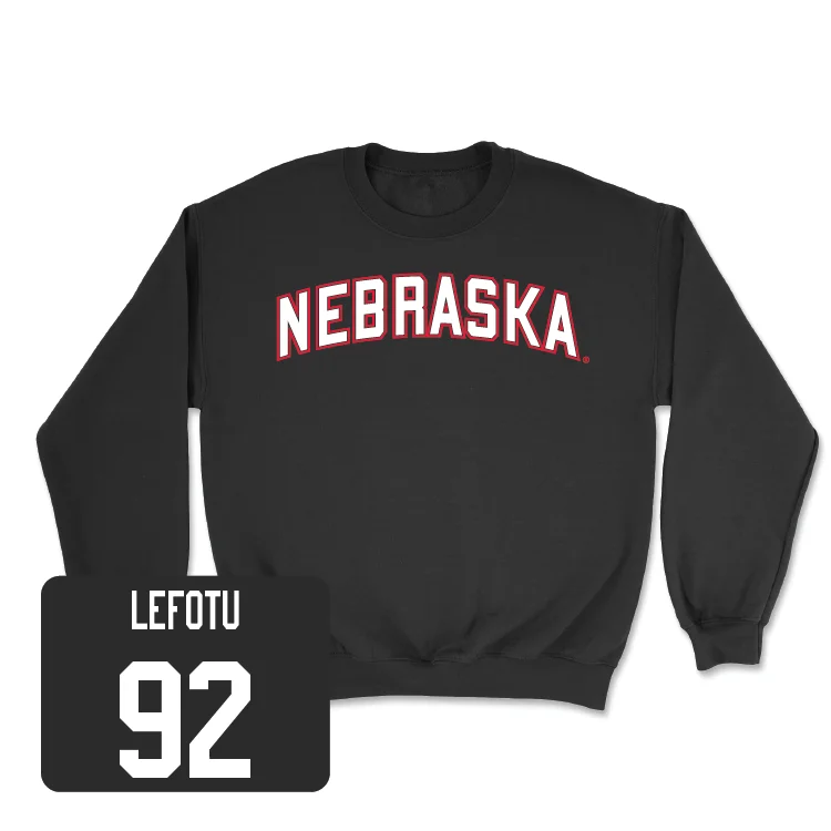 Long Sleeve With Artistic Prints-Football Black Nebraska Crew - Sua Lefotu