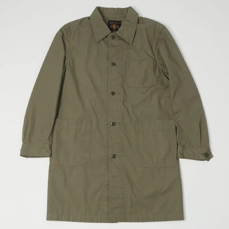 Performance Jackets With Mesh Lining-Full Count 2888 Poplin Atelier Coat - Ash Green