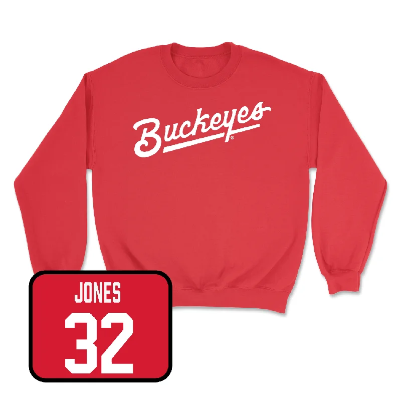 Long Sleeve For Fall Style-Red Football Script Crew - Alec DelSignore