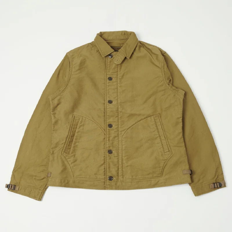 Jackets With Fleece Lining-Freewheelers Deck Worker Jacket - Khaki Beige