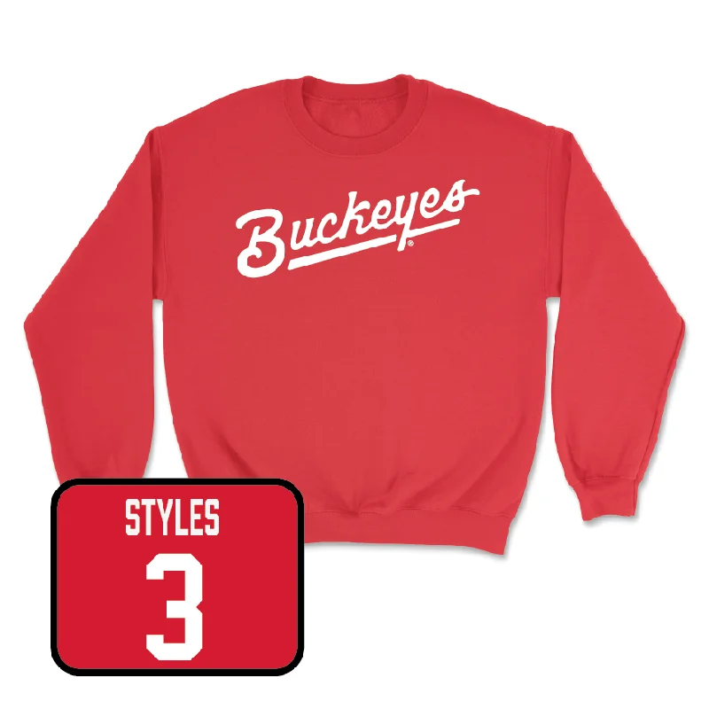 Long Sleeve For Team Sports Merchandise-Red Football Script Crew - Lorenzo Styles