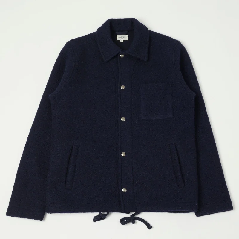 Trench Coats-Hartford 'Duane' Knitted Wool Jacket - Navy