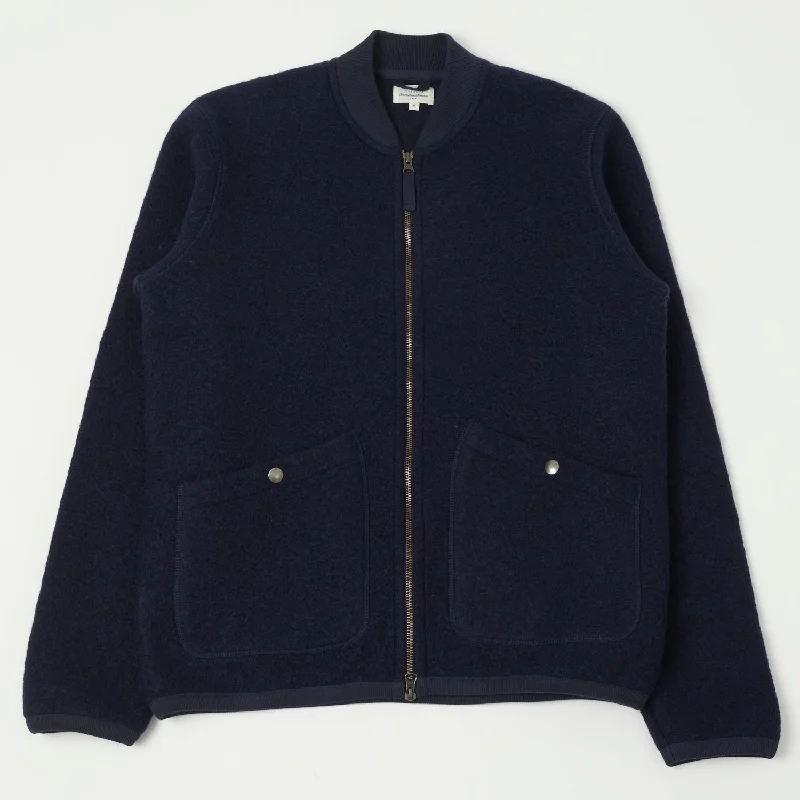 Jackets With Modern Fit-Hartford 'David' Knitted Wool Jacket - Navy