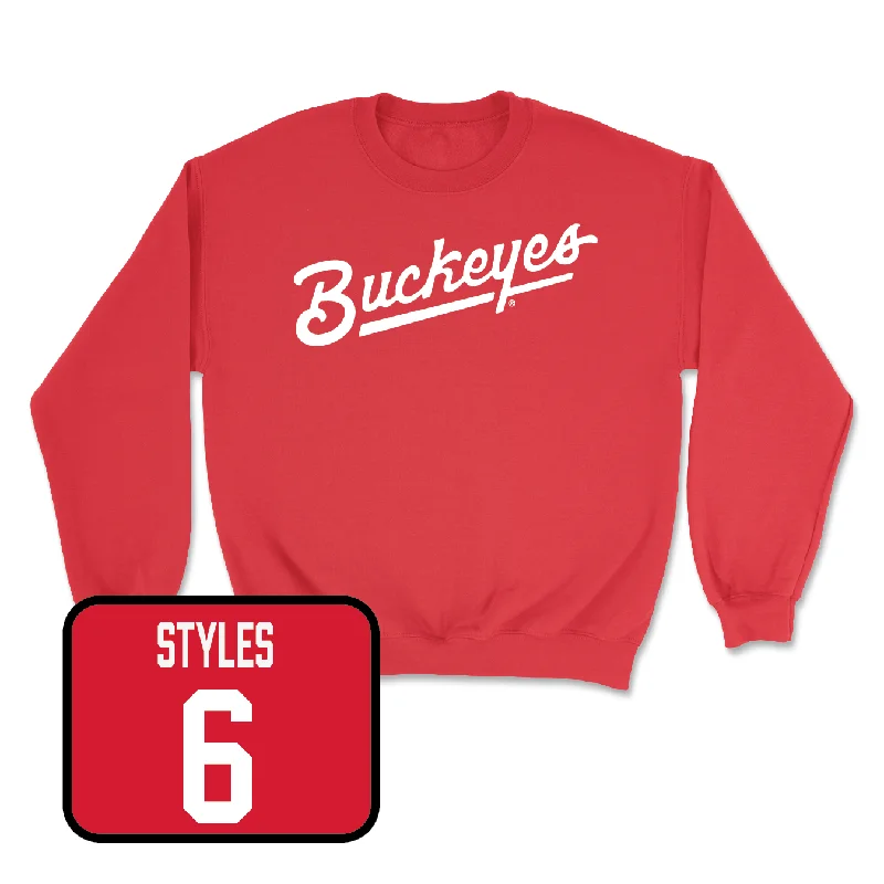 Long Sleeve For Casual Weekends-Red Football Script Crew - Sonny Styles